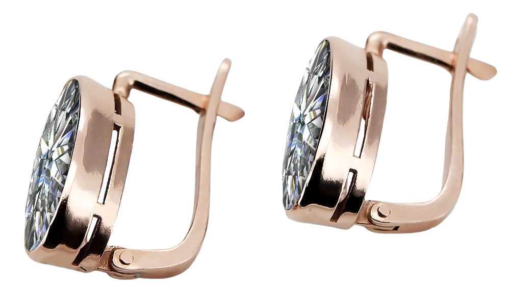Vintage Zircon Earrings in 14K Rose Gold (vec001r-zi) — close-up of the stone and setting