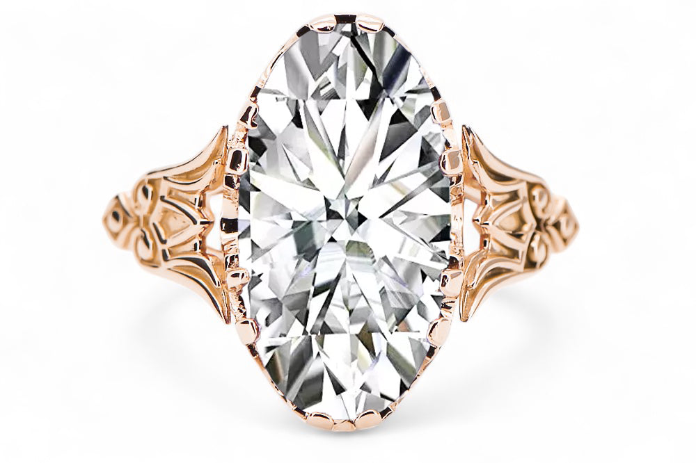 Vintage Zircon Ring in 14K Rose Gold (vrc058r-zi) — close-up of the stone and setting