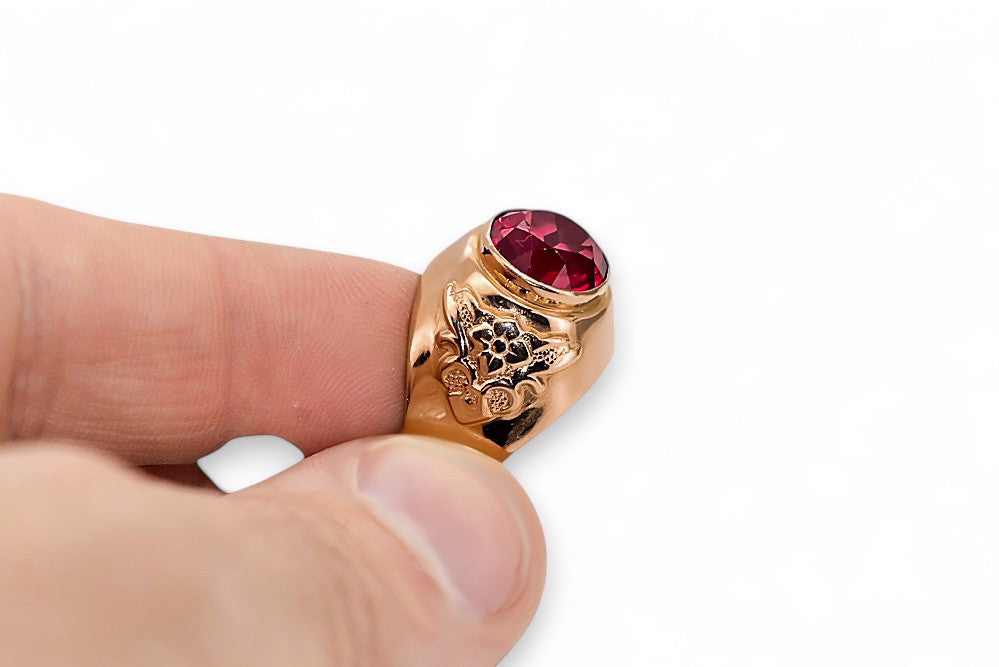 Vintage Ruby Ring in 14K Rose Gold (vrc078r-rb) — full view of the piece