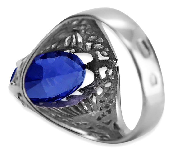 Vintage Sapphire Ring in Sterling Silver (vrc020s-sp) — close-up of the hallmark on the inner band