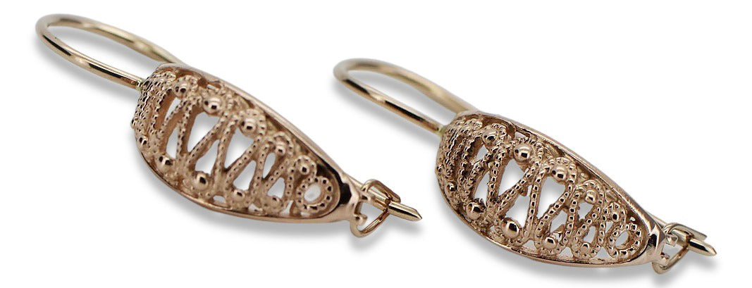 Vintage Hanging Earrings in 14K Rose Gold (ven154) — view 4