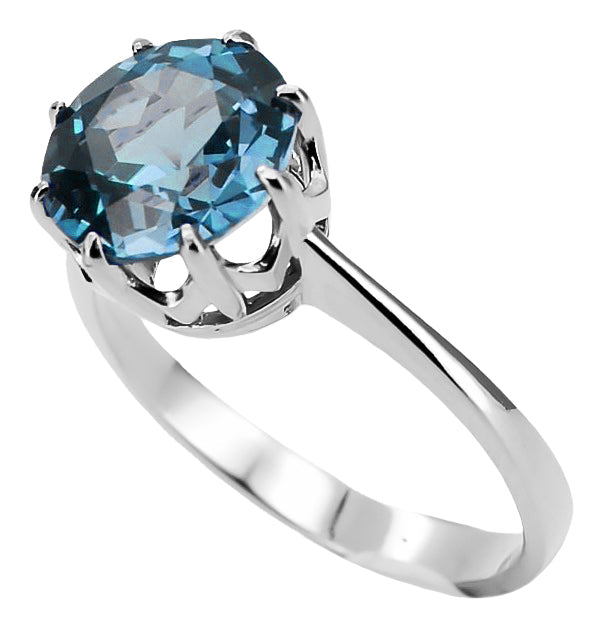 Vintage Aquamarine Ring in Sterling Silver (vrc157s-aq) — close-up of the stone and setting