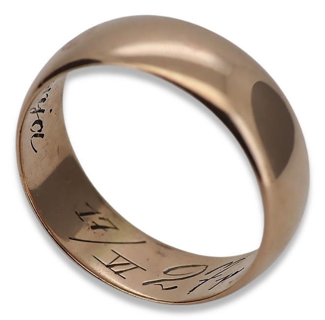 Vintage Wedding Band Ring in 14K Rose Gold (qlj7we) — worn on the hand, showing profile