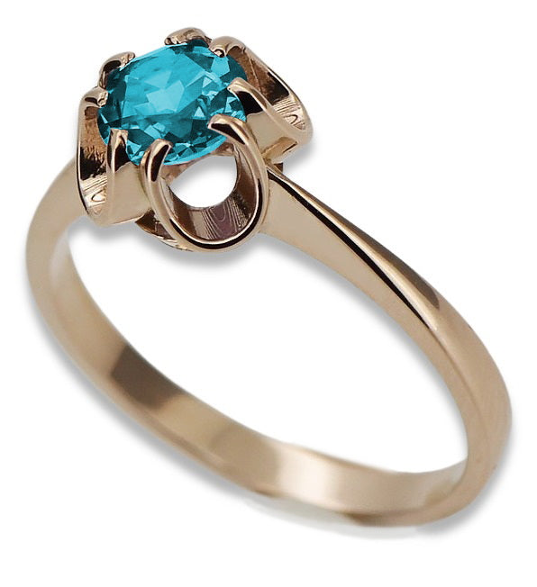 Vintage Aquamarine Ring in 14K Rose Gold (vrc348r-aq) — full view of the piece