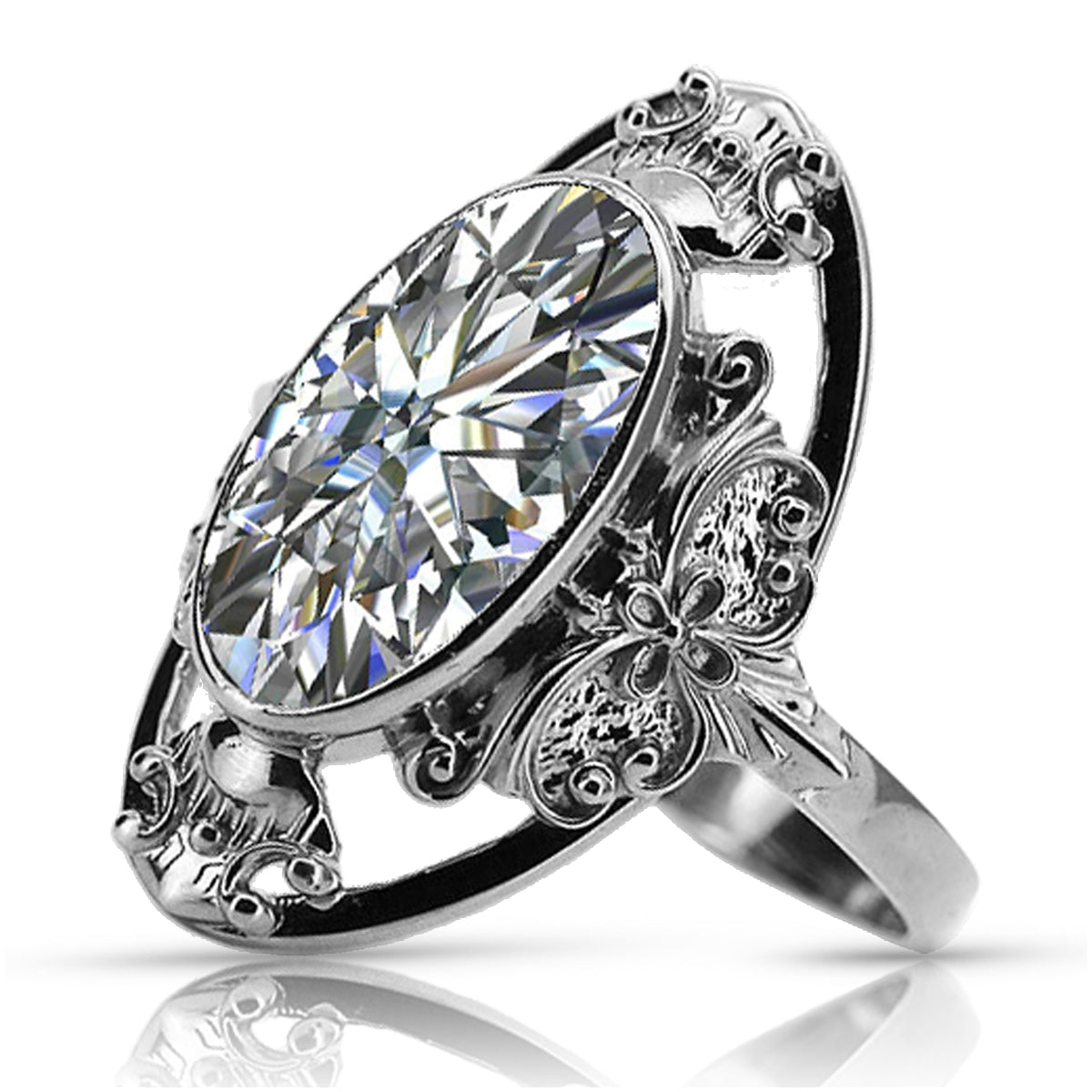 Vintage Zircon Cubic Ring in Sterling Silver (vrc014s-zi) — close-up of the hallmark on the inner band