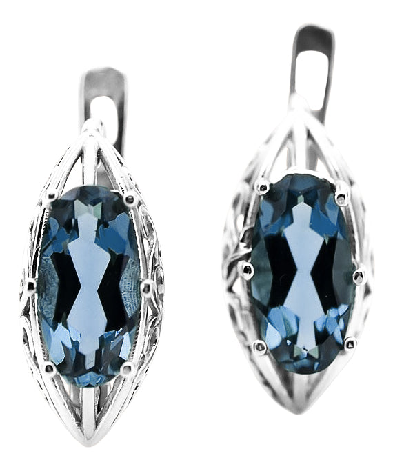 Vintage Aquamarine Earrings in Sterling Silver (vec141s-aq)