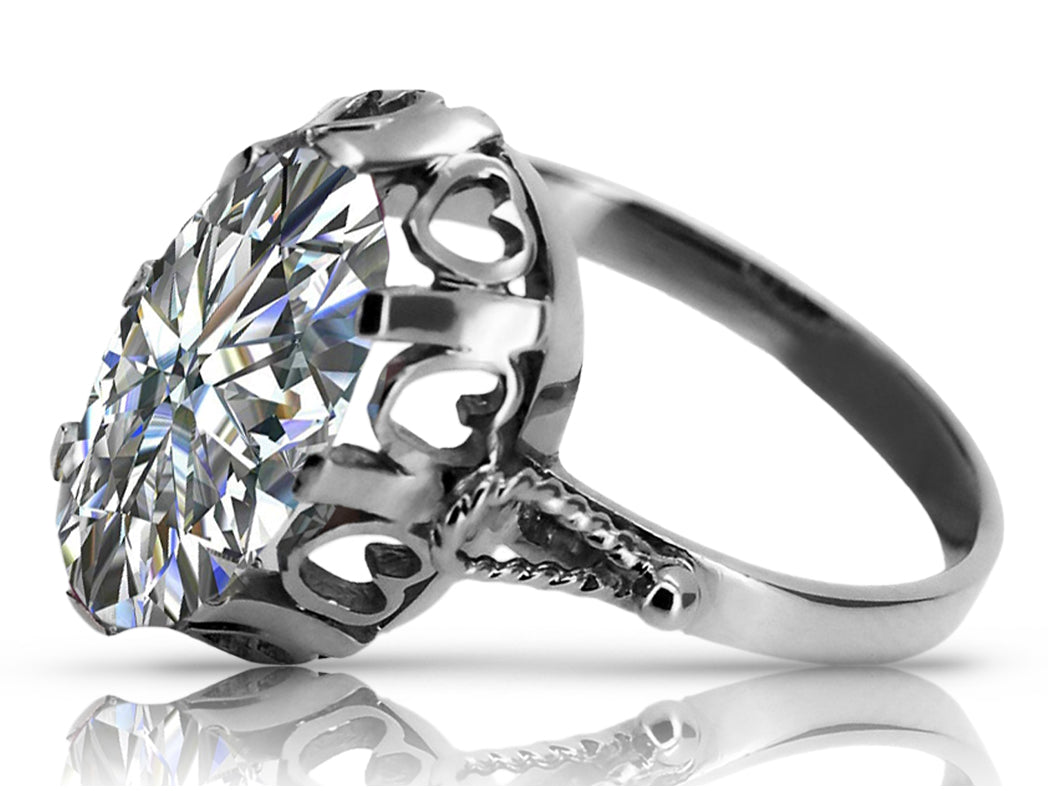 Vintage Zircon Zircone Ring in Sterling Silver (vrc134s-zi) — full view of the piece