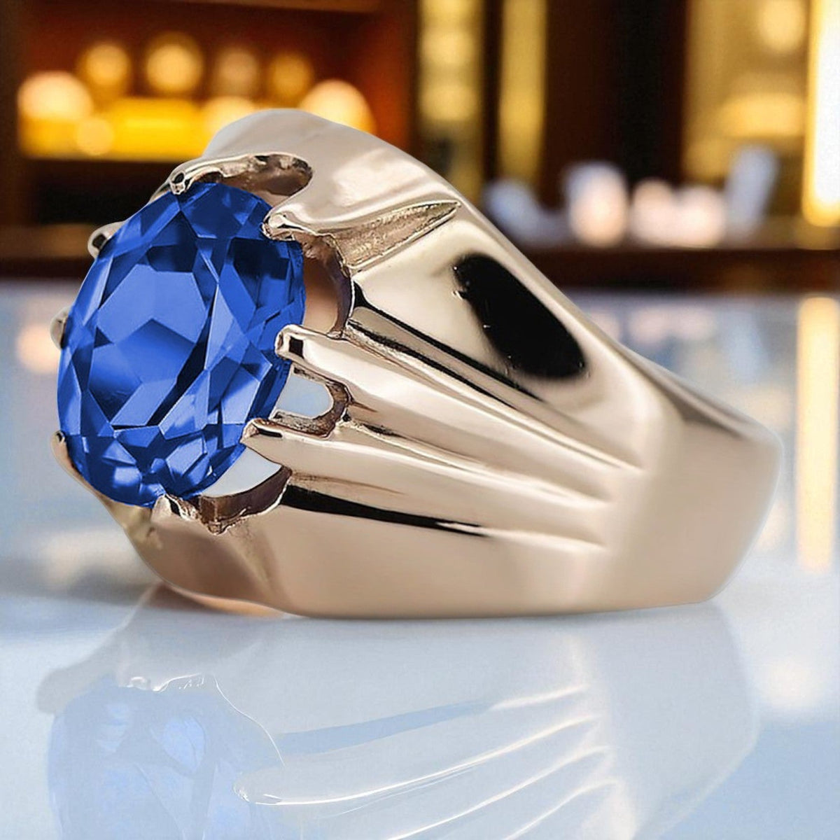 Vintage Sapphire Saphire Ring in 14K Rose Gold (vrc016r-sp)