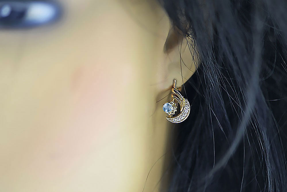 Vintage Aquamarine Earrings in 14K Rose & White Gold (vec093rw-aq) — full view of the piece