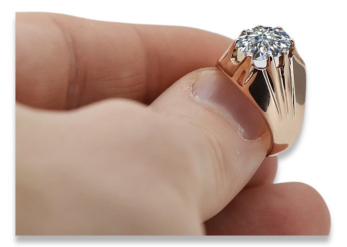 Vintage Zircon Cubic Ring in 14K Rose Gold (vrc016r-zi) — worn on the hand, showing profile