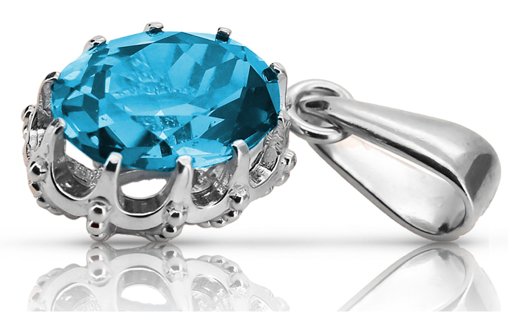 Vintage Aquamarine Craft Pendant in Sterling Silver (vpc008s-aq)