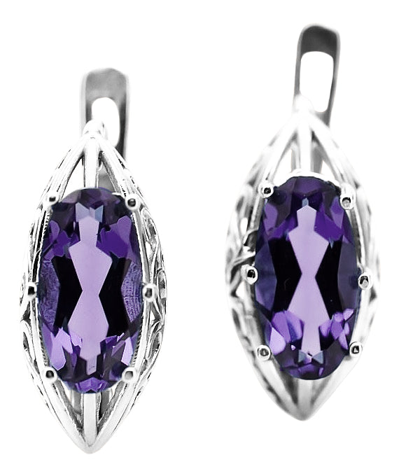 Vintage Alexandrite Earrings in Sterling Silver (vec141s-ax)