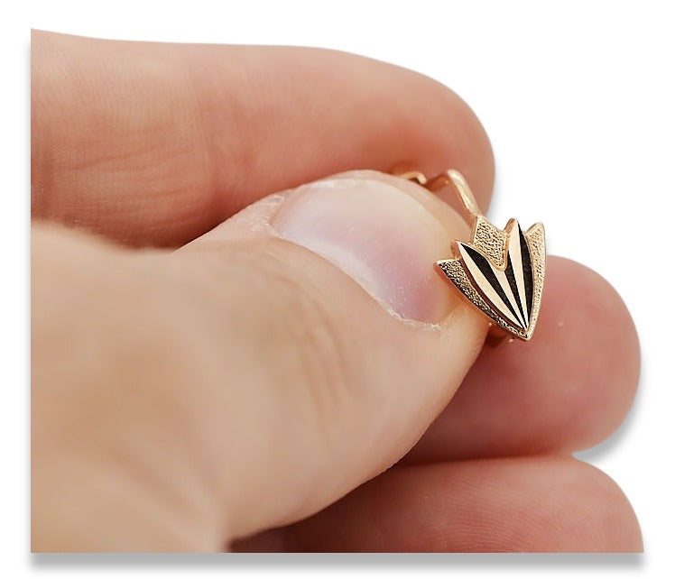 Vintage Leaf Earrings in 14K Rose Gold (ven170) — view 3
