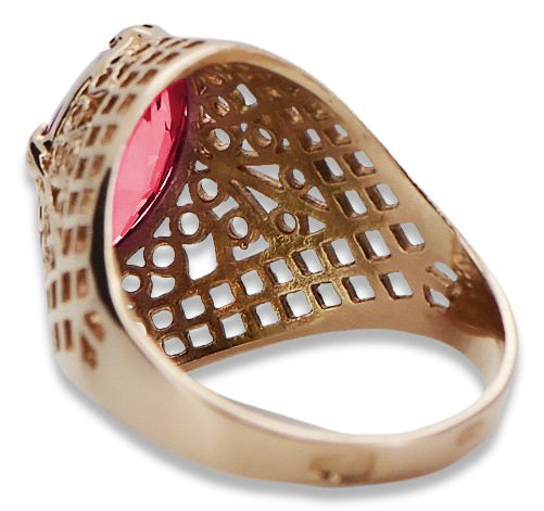Vintage Ruby Ring in 14K Rose Gold (vrc030r-rb) — close-up of the hallmark on the inner band