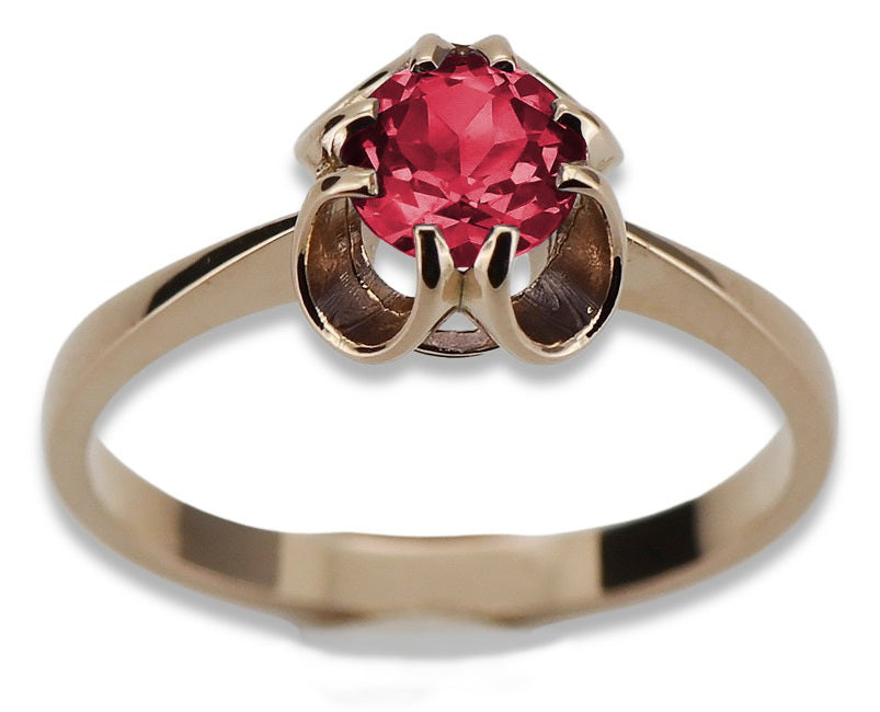 Vintage Ruby Ring in 14K Rose Gold (vrc348r-rb) — back view with the clasp