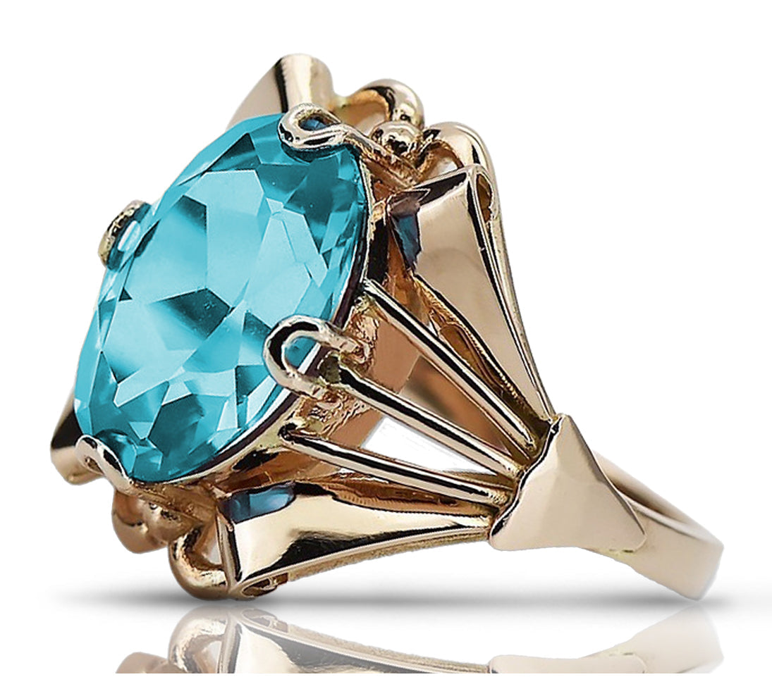 Vintage Aquamarine Ring in 14K Rose Gold (vrc015r-aq) — full view of the piece
