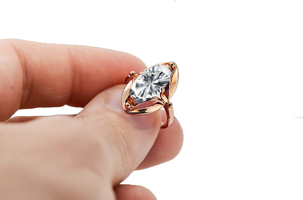 Vintage Zircon Craft Ring in 14K Rose Gold (vrc047r-zi) — side view showing the setting