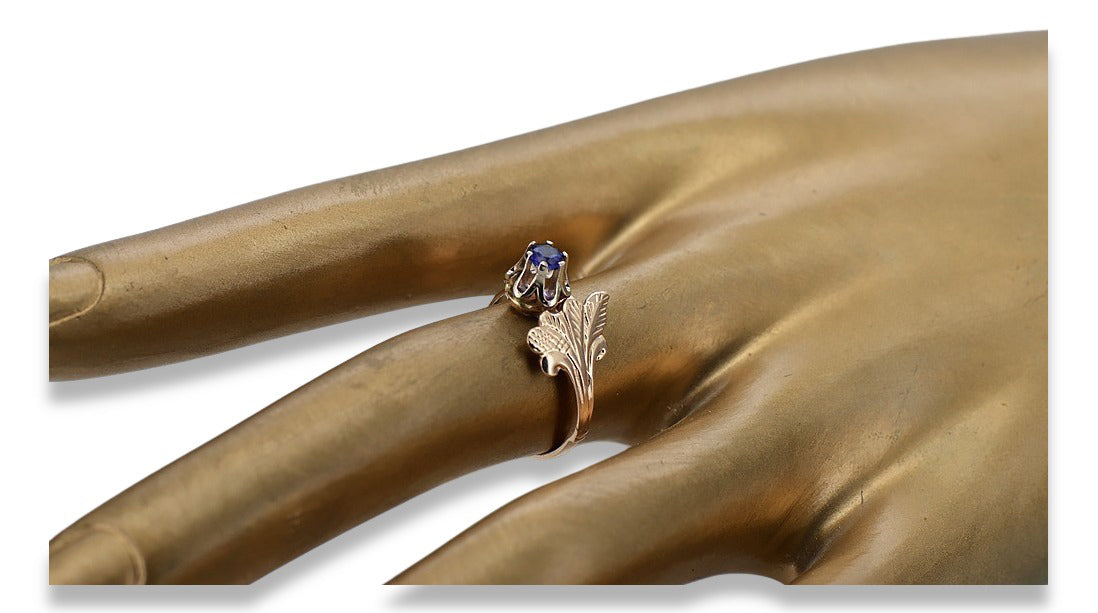 Vintage Sapphire Ring in 14K Rose Gold (vrc169r-sp) — side view showing the setting