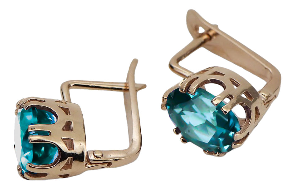 Vintage Aquamarine Earrings in 14K Rose Gold (vec016r-aq) — close-up of the hallmark on the inner band