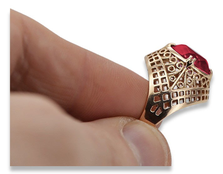 Vintage Ruby Ring in 14K Rose Gold (vrc030r-rb) — full view of the piece