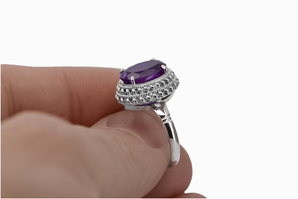 Vintage Alexandrite Ring in Sterling Silver (vrc068s-ax) — close-up of the hallmark on the inner band
