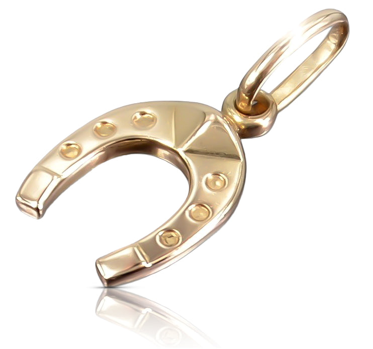 Vintage Horseshoe Pendant in 14K Rose Gold (vpn006) — close-up of the hallmark on the inner band