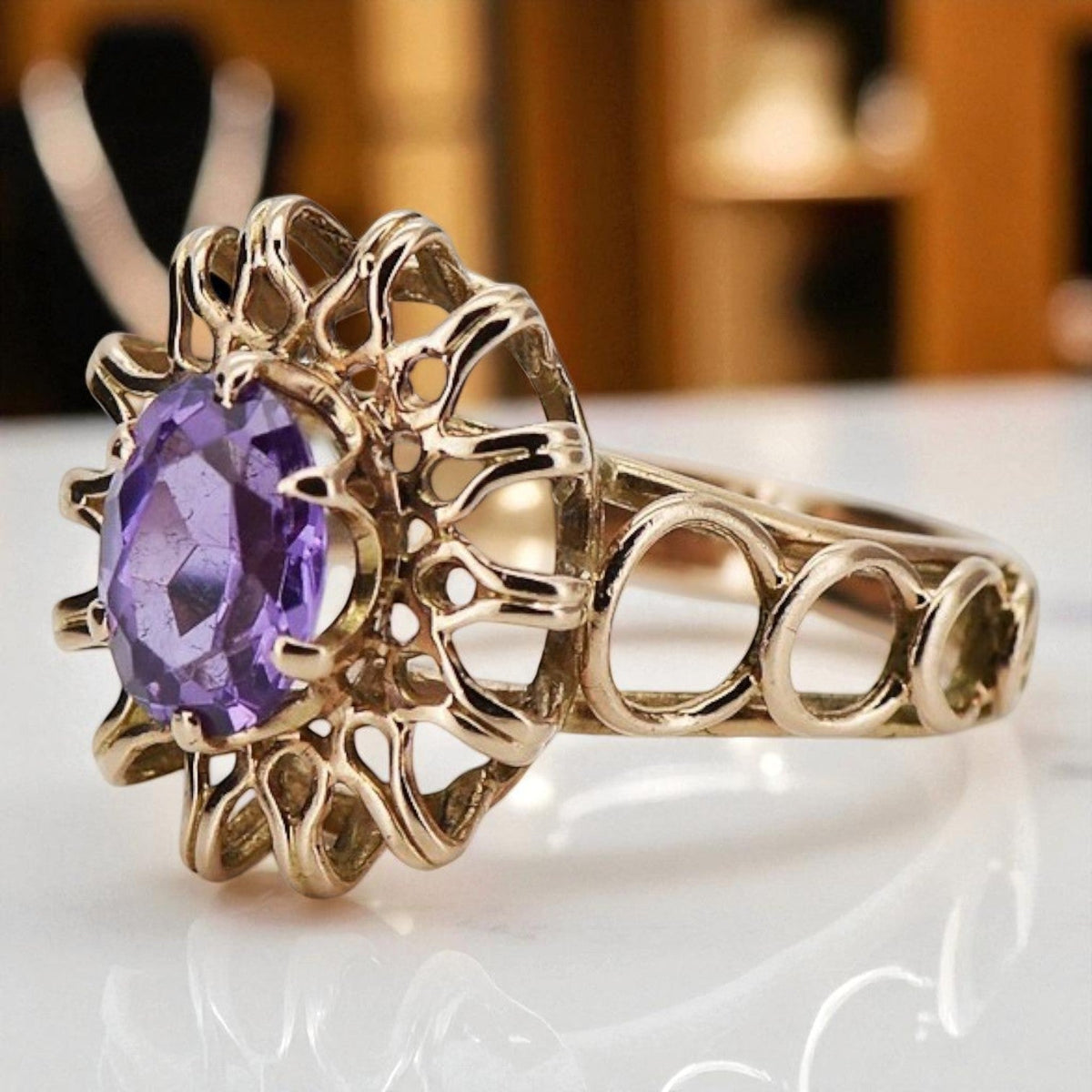 Vintage Alexandrite Ruby Emerald Sapphire Zircon Ring in 14K Rose Gold (vrc032r-ax)