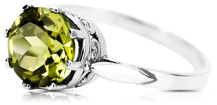 Vintage Yellow Peridot Ring in Sterling Silver (vrc366s-yp)