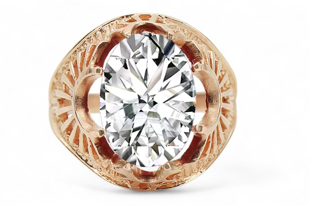 Vintage Zircon Ring in 14K Rose Gold (vrc003r-zi) — worn on the hand, showing profile
