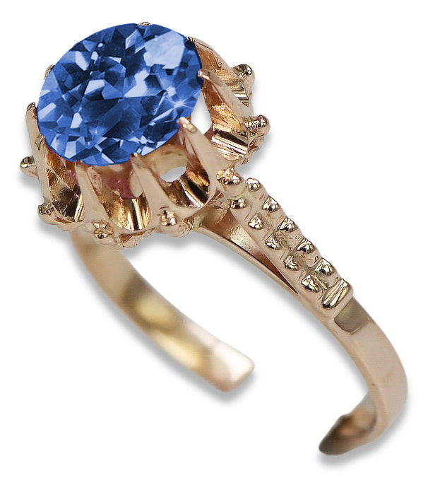 Vintage Sapphire Ring in 14K Rose Gold (vrc045r-sp) — worn on the hand, showing profile