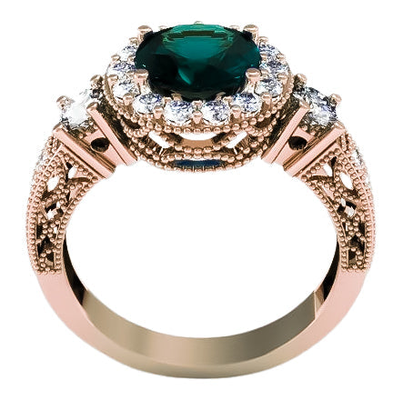 Vintage Emerald Ring in 14K Rose Gold (crc003r-em)