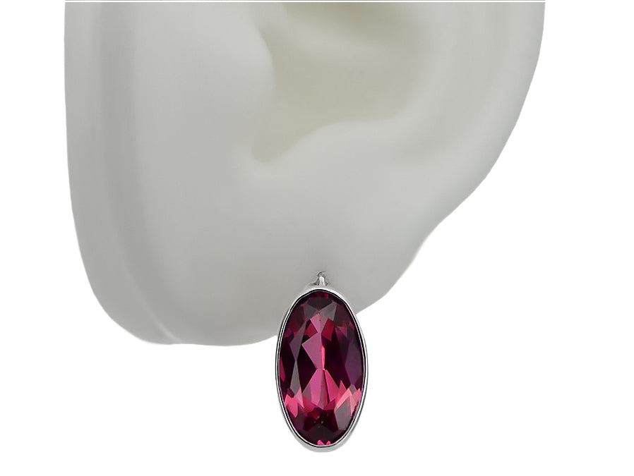 Vintage Ruby Earrings in Sterling Silver (vec001s-rb) — side view showing the setting