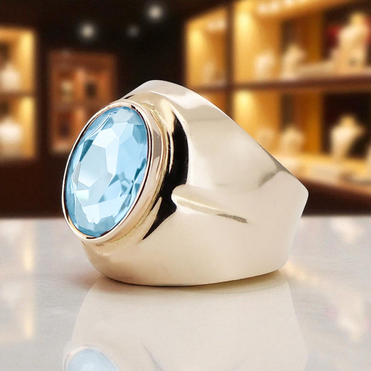 Vintage Aquamarine Ring in 14K Rose Gold (vrc296r-aq)