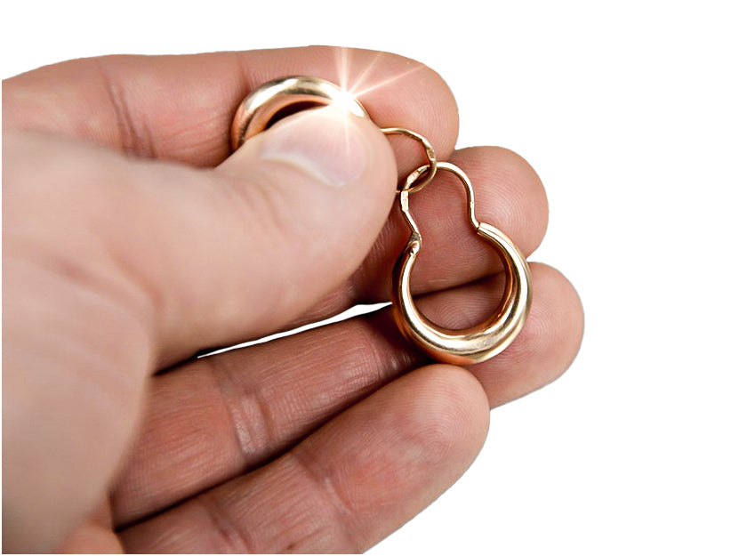 Vintage Cakes Earrings in 14K Rose Gold (ven044) — close-up of the hallmark on the inner band