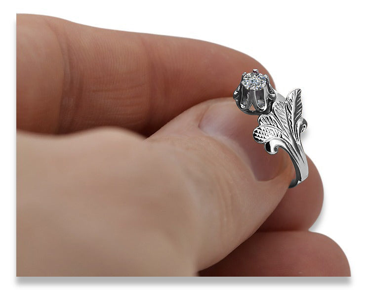 Vintage Zircon Zircone Ring in Sterling Silver (vrc169s-zi) — side view showing the setting
