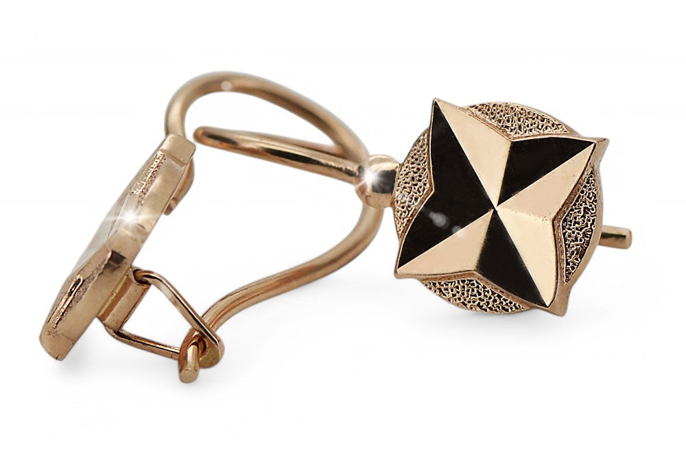 Vintage Leaf Earrings in 14K Rose Gold (ven089) — view 5