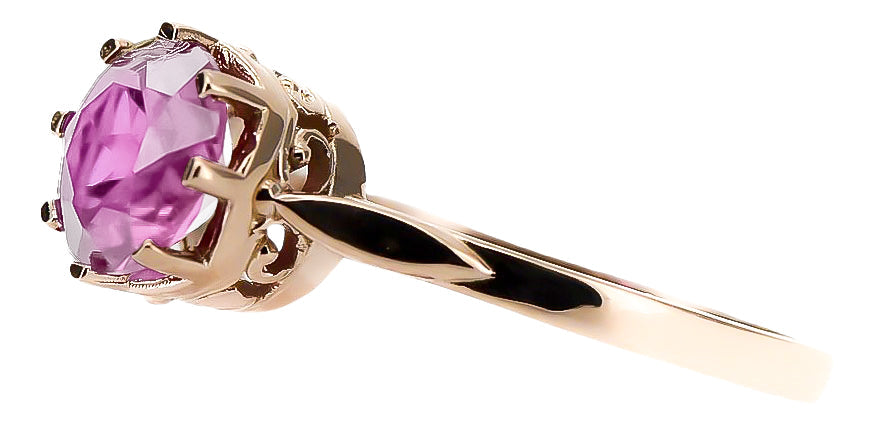 Vintage Amethyst Craft Ring in 14K Rose Gold (vrc366r-am) — full view of the piece