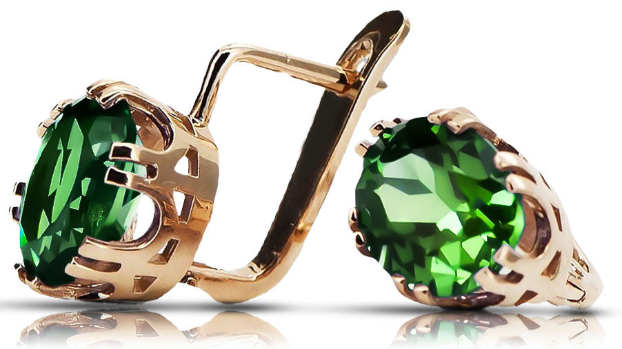 Vintage Emerald Earrings in 14K Rose Gold (vec016r-em) — full view of the piece