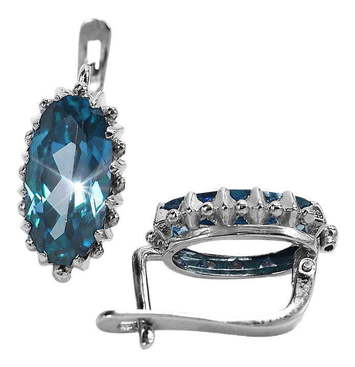 Vintage Aquamarine Earrings in Sterling Silver (vec174s-aq) — full view of the piece