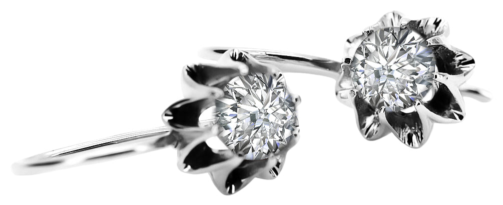 Vintage Zircon Earrings in Sterling Silver (vec092s-zi) — close-up of the stone and setting