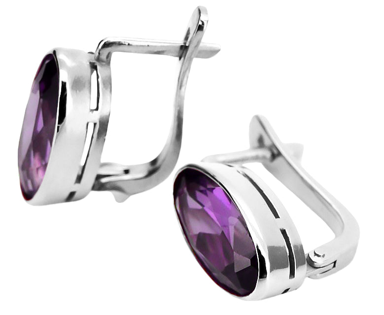 Vintage Amethyst Earrings in Sterling Silver (vec001s-am) — close-up of the hallmark on the inner band