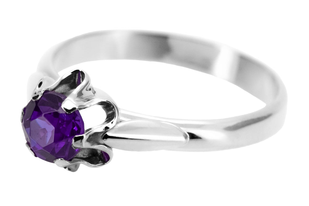 Vintage Alexandrite Ring in Sterling Silver (vrc094s-ax) — side view showing the setting