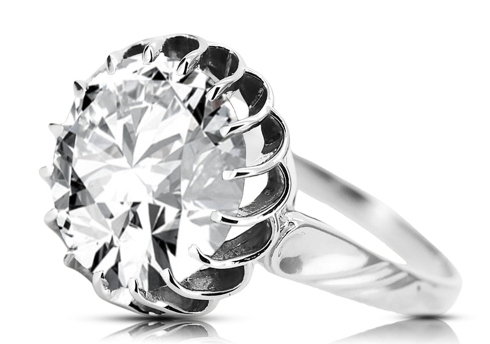 Vintage Zircon Ring in Sterling Silver (vrc035s-zi) — close-up of the hallmark on the inner band