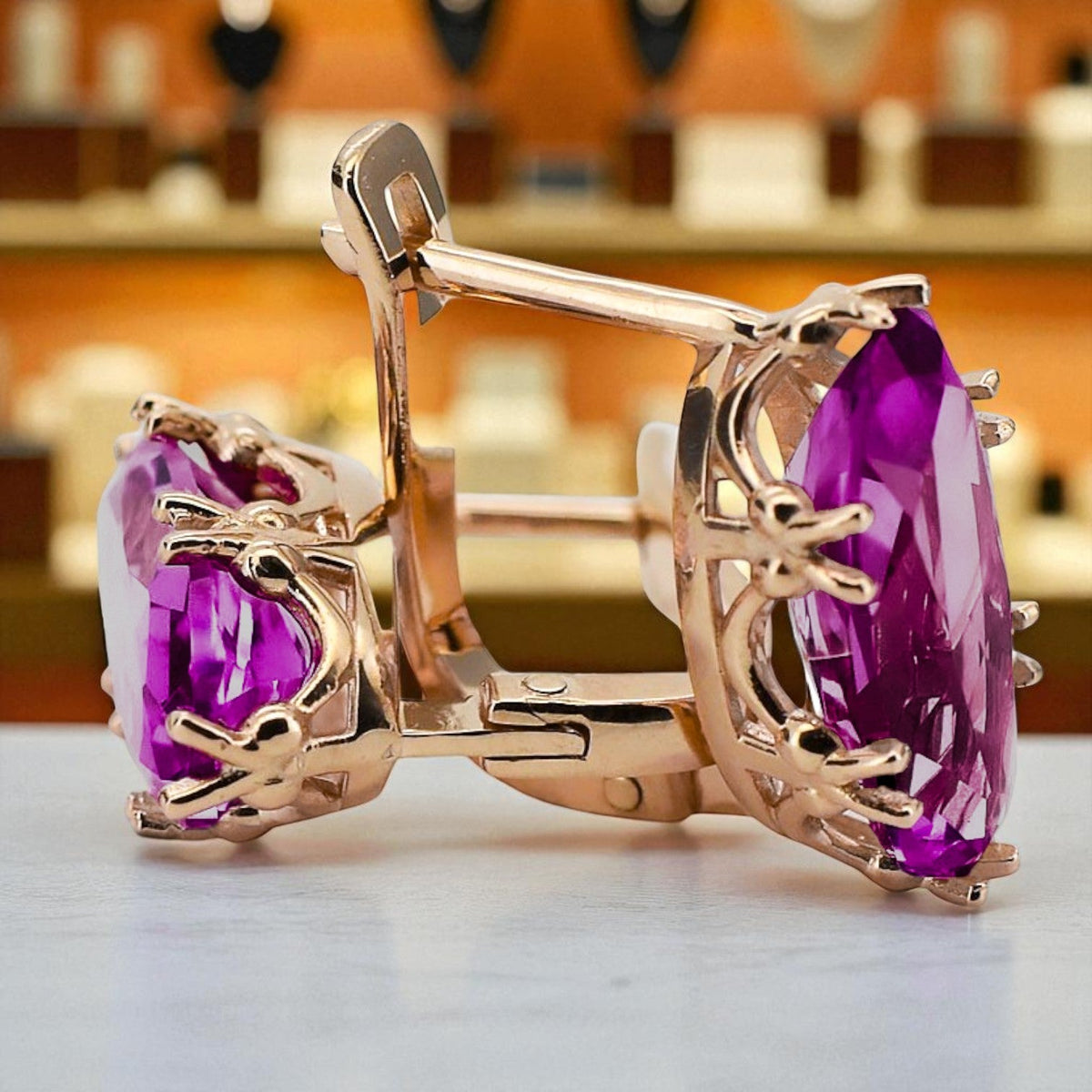 Vintage Amethyst Earrings in 14K Rose Gold (vec021r-am)