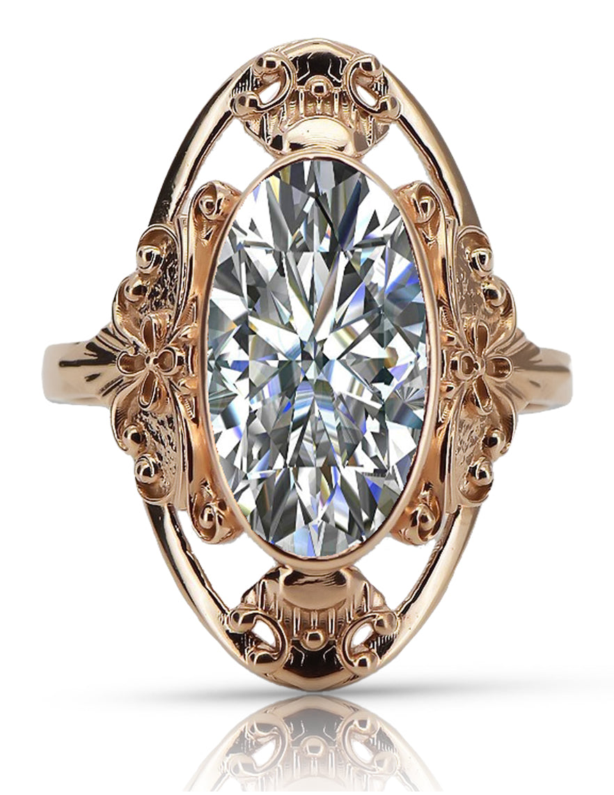 Vintage Zircon Ring in 14K Rose Gold (vrc014r-zi) — close-up of the hallmark on the inner band