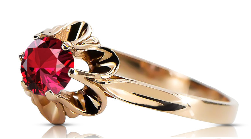 Vintage Ruby Craft Ring in 14K Rose Gold (vrc004r-rb) — worn on the neckline, showing the drape