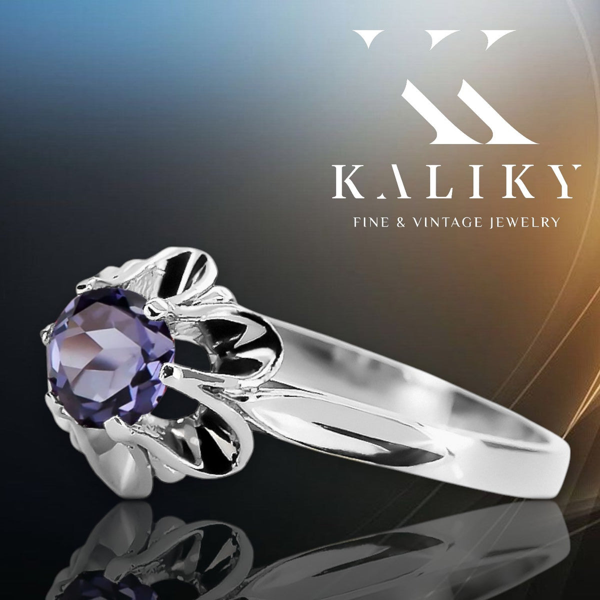 Vintage Alexandrite Ring in Sterling Silver (vrc004s-ax)