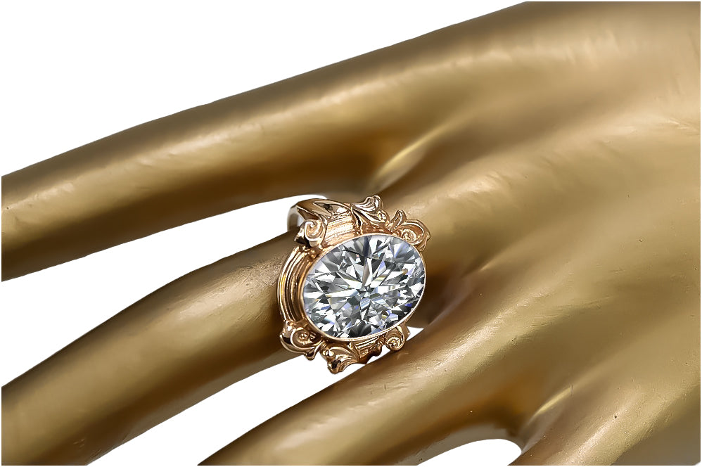 Vintage Zircon Ring in 14K Rose Gold (vrc100r-zi) — side view showing the setting