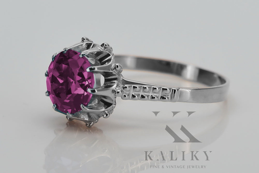 Vintage Amethyst Ring in Sterling Silver (vrc045s-am) — close-up of the hallmark on the inner band
