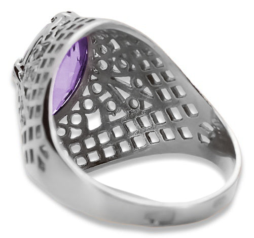 Vintage Alexandrite Ring in Sterling Silver (vrc030s-ax) — close-up of the hallmark on the inner band